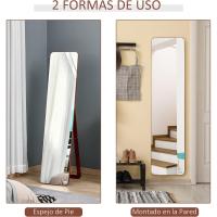 Espejo de Pie Rectangular Moderno de Madera de Pino Versátil para Uso en Pasillo, Dormitorio, Sala de Estar 37x43x156 cm - details 2