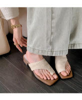 Sandalias Platas Retro Francesas con Punta Tejida Zapatillas de Moda para Mujeres 2025 - details 1