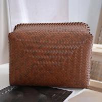 Cesto de lavandería cuadrado práctico, cesta de ropa sucia marrón de 38cm con asas, cesta de almacenamiento tejida a mano extraíble para toallas - details 2