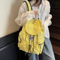 Mochilas simples de Color sólido con cordón, bolsos de hombro fruncidos de gran capacidad y peso ligero, mochila escolar informal de nailon para estudiantes al aire libre - details 16