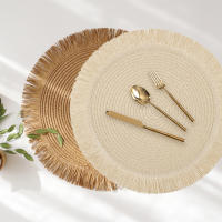Mantel de Juta Vintage con Borlas Resistente al Calor, Antideslizante, Decoración de Mesa Rústica para Hogar y Comedor - details 5
