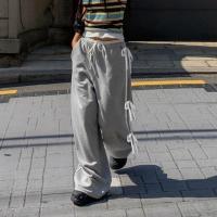 Pantalones anchos con colección holgada y Haruku Primavera-Otoño para mujer Cintura elástica, abiertos en la cintura - details 2