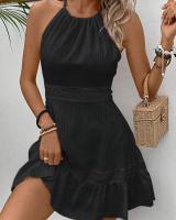 Vestido Mini de Corte A con Espalda Colgante Color Blanco Elegante Moda Corta para Mujeres - details 10