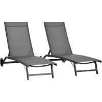 Sillones de Jardín Exterior de Aluminio Reclinables, Ajustables, 5 Niveles, Ruedas, Playa Piscina - details 0