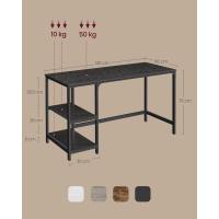 Escritorio con 2 Estantes a la Izquierda o a la Derecha, Mesa de Trabajo, para Salón Oficina, Estructura de Acero, Industrial, Negro Ébano LWD047B16 - details 67