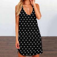 Camisola de lunares para mujer, vestido Midi sin espalda, falda Vintage Bohemia, cuello en V, primavera, verano, negro, 2xl - details 1
