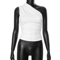 Camiseta sin mangas con espalda descubierta y un solo hombro, color caramelo, Ustada, sexy, sin cuello, casual - details 19