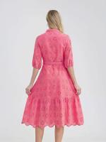 Marwin-Vestido de algodón con agujeros para mujer, Vestido informal de cintura alta con volantes y cuello en V, con volantes - details 36