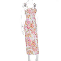 Vestidos de fiesta con estampado Floral y tirantes finos, maxivestido ajustado elegante para invitados de boda y vacaciones - details 17