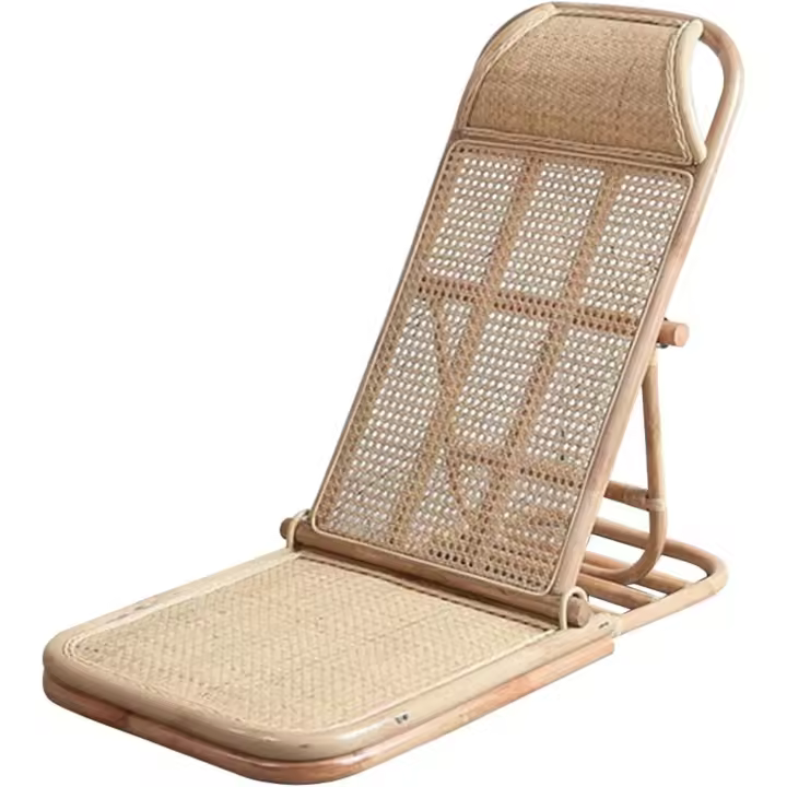 Silla de Piso de Ratán Ajustable de 4 Velocidades Silla de Playa Plegable para Relajación en Casa y Oficina - 1