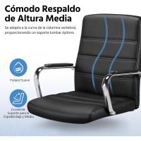Silla Giratoria de Oficina Sillón de Trabajo con Respaldo Tapizado Asiento Sintético Altura Ajustable Negro - details 3