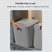 Cajas De Almacenamiento Con Manijas De Tela Houndstooth Gran Capacidad Organizador Para Ropa Y Edredones Cajas Para Organización Del Hogar - details 5