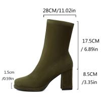 Botas cortas hasta el tobillo con cremallera trasera y punta puntiaguda para mujer, zapatos de ante de ajuste ancho - details 1