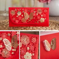 Sobres rojos chinos con grabado láser, paquete rojo hueco Rectangular en relieve, matrimonio tridimensional de HongBao, 6 uds. - details 3