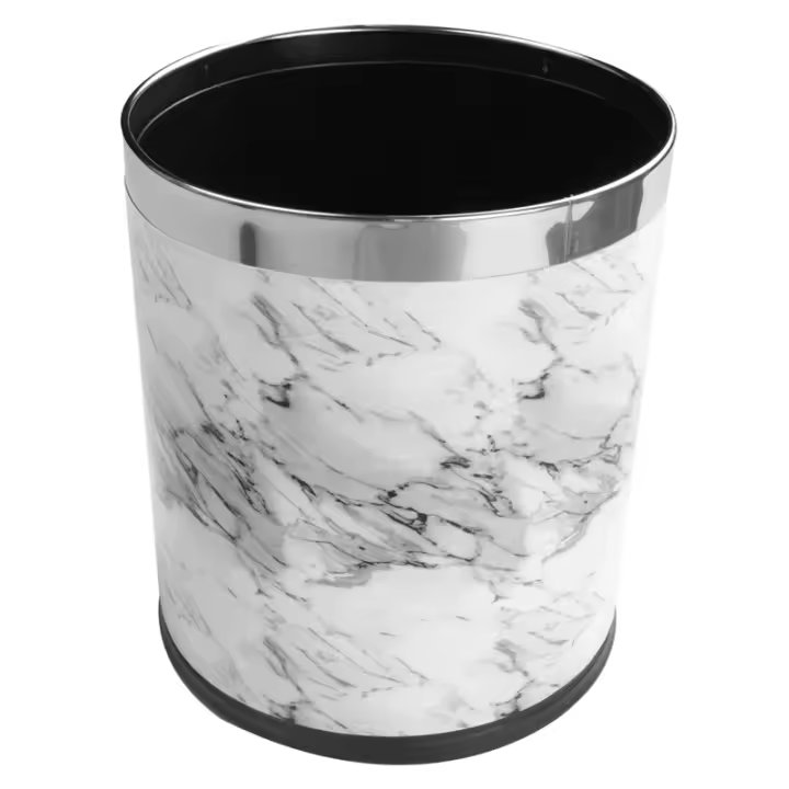 Cubo de basura con patrón de mármol, papelera de 10l, diámetro de 23Cm, altura de 27Cm, para sala de estar, baño, cocina - 1