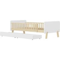 Cama infantil con 2 cajones, cama individual de madera maciza con somier (90 x 190 cm (blanco) - details 5