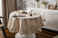 Mantel Redondo de Algodón con Borlas Cubierta de Mesa a Prueba de Polvo para Cocina y Comedor - details 10