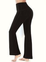 Paquete de 3 Pantalones Deportivos para Mujer, Tallas Grandes Costura Detalle Cintura Alta Pantalones de Yoga de Pierna Acampanada con Bolsillos para Teléfono Conjunto de 3 Piezas Adecuado Primavera/Otoño - details 8