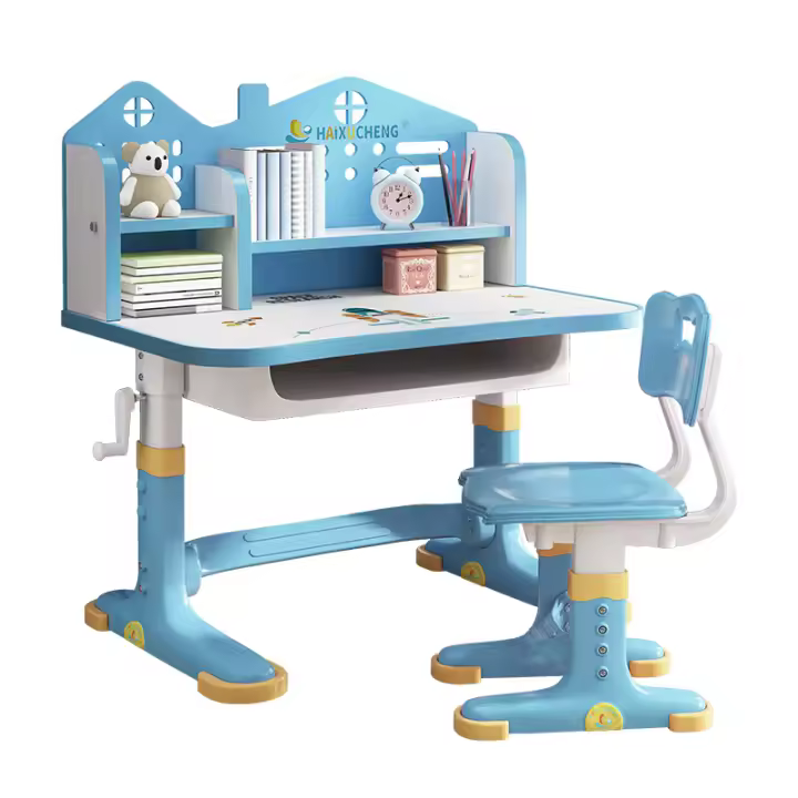 Juegos de mesa y silla para niños, mesa de estudio ergonómica con cajones y soporte para libros - 1