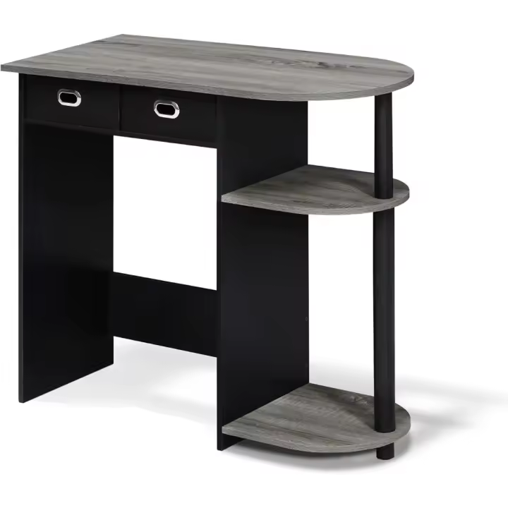 39,62 x 80 x 72,39 cm Escritorio, Madera, Roble francés Gris/Negro/Negro, - 1