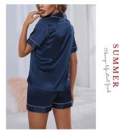 Conjunto de pijamas de satén para mujer, Tops y pantalones cortos con botones, traje de pijama de 2 piezas, ropa de dormir para mujer, ropa de descanso para verano - details 11