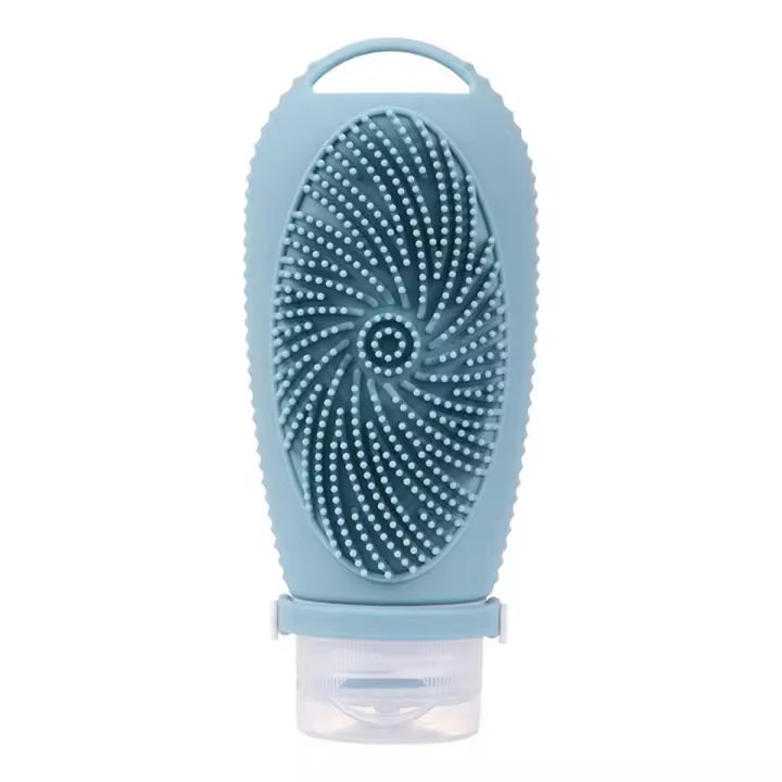 Botella recargable de silicona para viaje, cepillo de limpieza Facial, botellas portátiles para champú, loción, cosméticos, contenedor de viaje D - 1