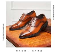 Zapatos Oxford de suela blanda formal para hombre de negocios triples de cuero con cordones en punta - details 2