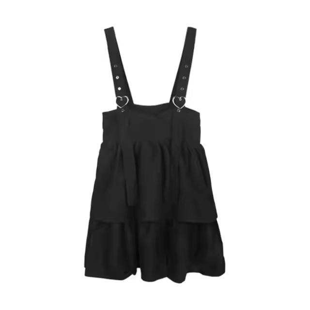 Minifalda negra Kawaii combinada con volantes de moda, adecuada para mujeres - 1