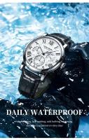 Reloj de Lujo para Hombres de Cuero Genuino Automático, Resistente al Agua, Funcional con Tres Ojos, Estilo Empresario - details 6