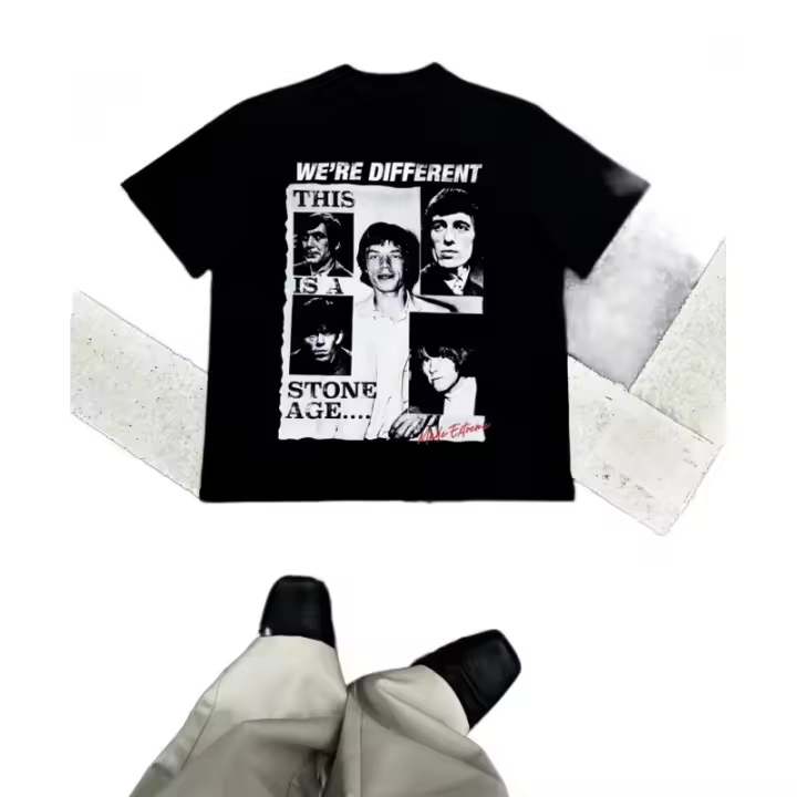 Camiseta de manga corta estampada para hombre, estilo moderno, escote pequeño, hombros regulares, manga media para parejas. - 1