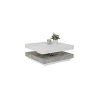 Andy - Mesa de Centro, Mesa de Salón Cuadrada, Material Compuesto de Madera, Tablero Giratorio en 360 ° , Blanco, 67 x 67 x 35 cm - details 4