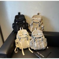 Mochila con cordón para exteriores de estilo coreano, mochila deportiva de nailon de viaje de Color sólido, bolso de hombro impermeable para senderismo de gran capacidad - details 26