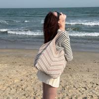 Bolso de hombro portátil, bolso de punto ahuecado, bolsa de almacenamiento de gran capacidad, bolso tejido, bolso de mano a rayas de ganchillo para exteriores - details 8