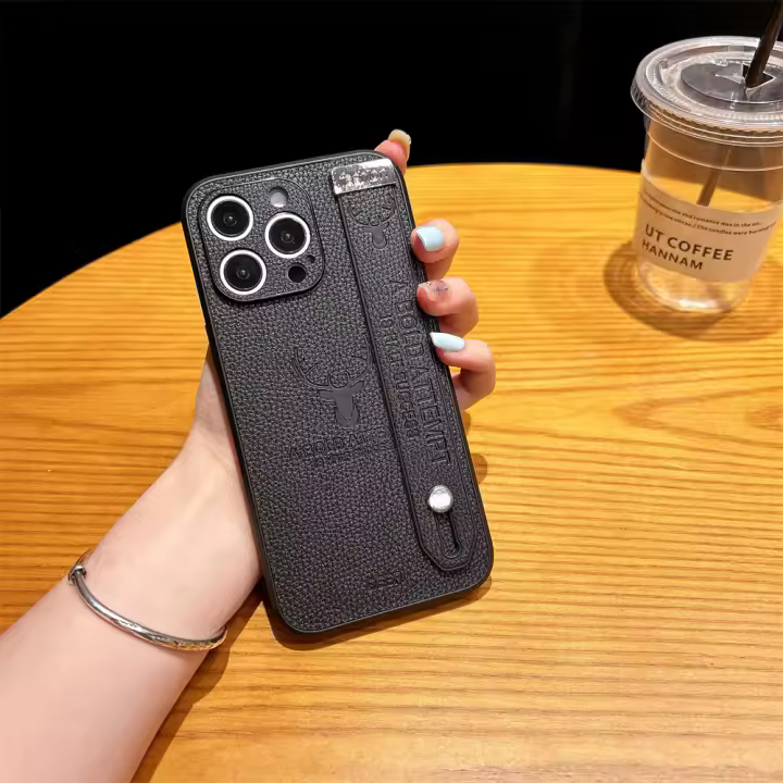 Funda de Teléfono de Cuero Sintético con Correa para iPhone Diseño Minimalista Protección de Cámara - 1