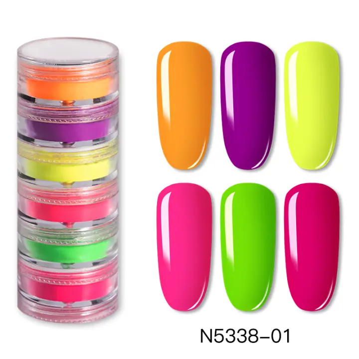 ROSALIND polvo de fósforo de neón para uñas, polvo de purpurina, pigmento luminoso, purpurina para uñas, brilla en la oscuridad, diseño DIY, 6 colores - 1