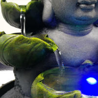 Fuente de habitación con iluminación, fuente de cascada de mesa de Buda, meditación Fengshui, decoración Interior relajante para regalo de la suerte - details 8