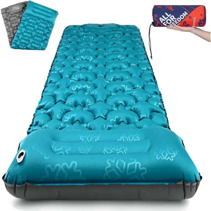 Colchoneta Autoinflable para Dormir para Acampar: Utraligero Esterilla Inflable Portatíl Colchón Individual, concon Bomba de Pie para Camping, Exteriores, Viaje - 1