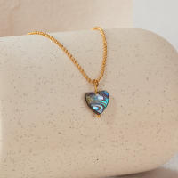 Collar con colgante de concha de abulón de amor natural de acero inoxidable con sentido de diseño elegante para mujer - details 1