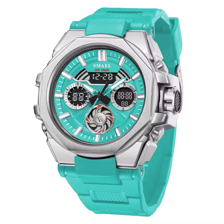 SMAEL Relojes deportivos Reloj despertador con pantalla LED digital resistente al agua 8098 Relojes de pulsera de cuarzo analógicos de moda joven para hombres - 1