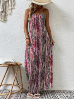 Vestido largo de verano sin mangas para mujer, prenda con estampado vintage, cuello en v elegante para fiesta en la playa - details 2