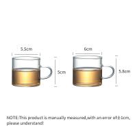 Taza de agua de vidrio transparente con asa, taza de té, leche, café, cerveza, jugo, bebidas, Kungfu, vasos de cocina, 1PC - details 0