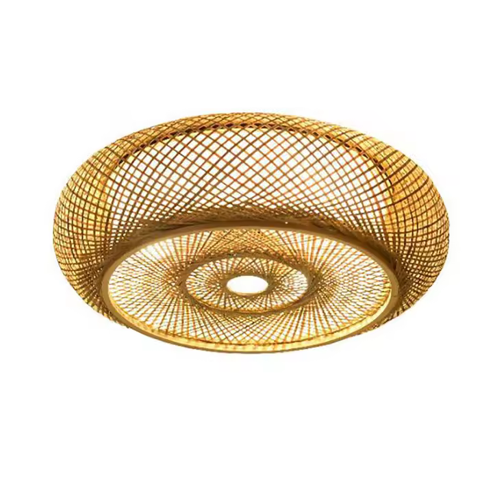 Lámpara colgante de mimbre de bambú, lámpara de techo de estilo asiático para Isla de cocina y dormitorio - 1