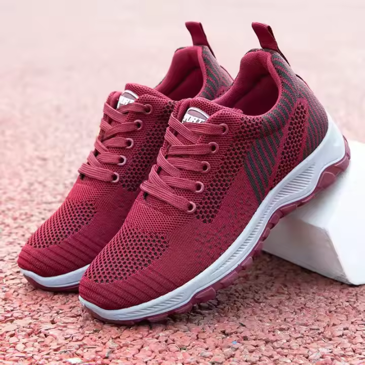 Zapatillas Deportivas de Moda para Mujeres Fly Weave Pareja Zapatillas de Correr Transpirables Casuales Alineación de Tela Cierre de Cordones - 1