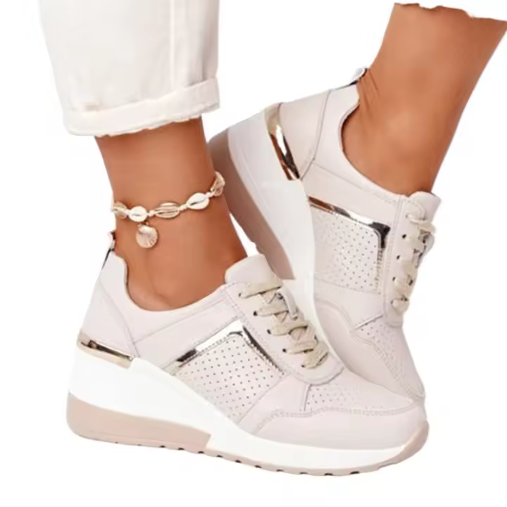 Zapatos Deportivos informales con tacón de cuña para mujer, Zapatillas de malla transpirable a juego de colores, talla grande europea y americana, novedad - 1