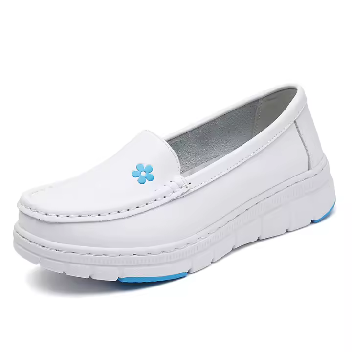 Zapatos de enfermería antideslizantes para mujer, zapatos planos cómodos de cuero, mocasines para zapatos de trabajo de restaurante - 1