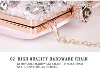 Bolso de mano con cadena y diamantes de imitación para mujer, Cartera de noche para boda y fiesta - details 9