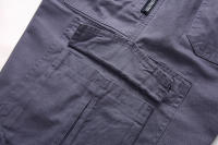 Summer men's cotton multi-pocket solid color 7-point Library, casual sports shorts - details 6