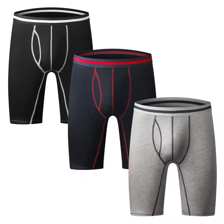 Calzoncillos Bóxer Largos para hombre, ropa Deportiva de algodón, paquete de 4 o 3 - 1