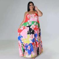 Vestidos de talla grande 5XL 4XL para mujer, batas con volantes en cascada, vestido holgado informal de estilo callejero con estampado de verano y otoño, vestido Maxi de talla grande - details 9