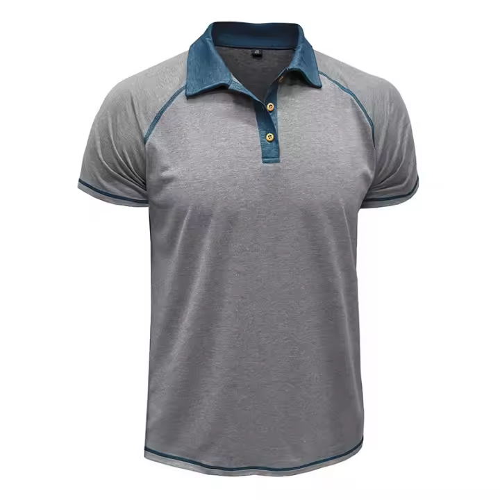 Camiseta Henry de manga corta con solapa para hombre, camisa con fondo de polo para hombre - 1